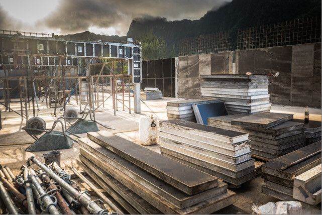 Le chantier en 2020 : coffrages, poteaux et voiles
